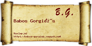 Babos Gorgiás névjegykártya